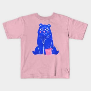 Blue Christmas Bear Kids T-Shirt